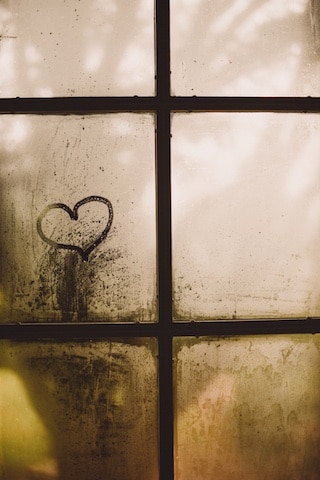 heart drawn on a window